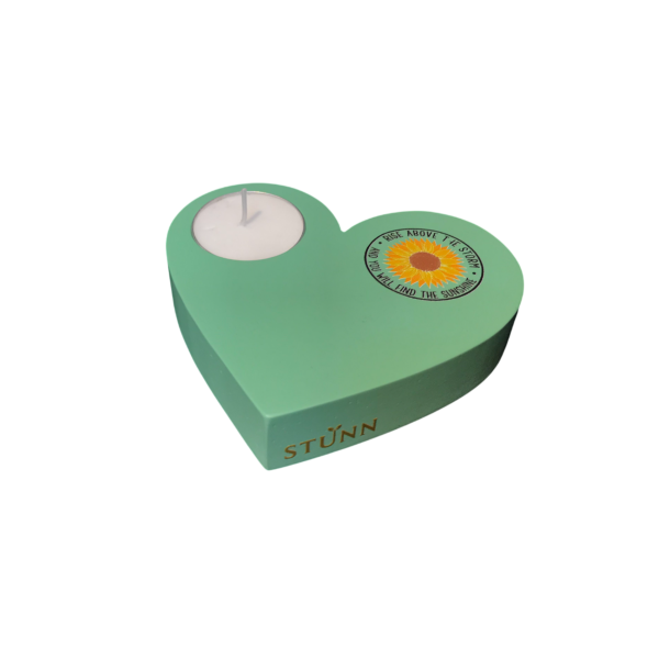 CANDLE HOLDER HEART GREEN