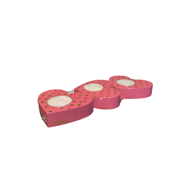 CANDLE HOLDER HEART PINK L