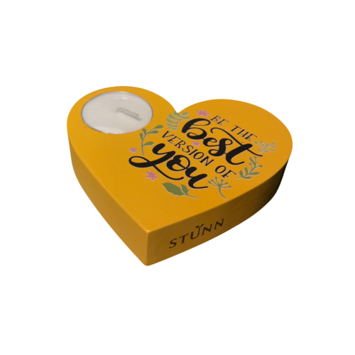 CANDLE HOLDER HEART YELLOW