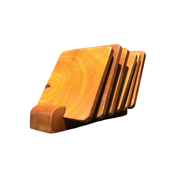 COASTER SET SQ BROWN