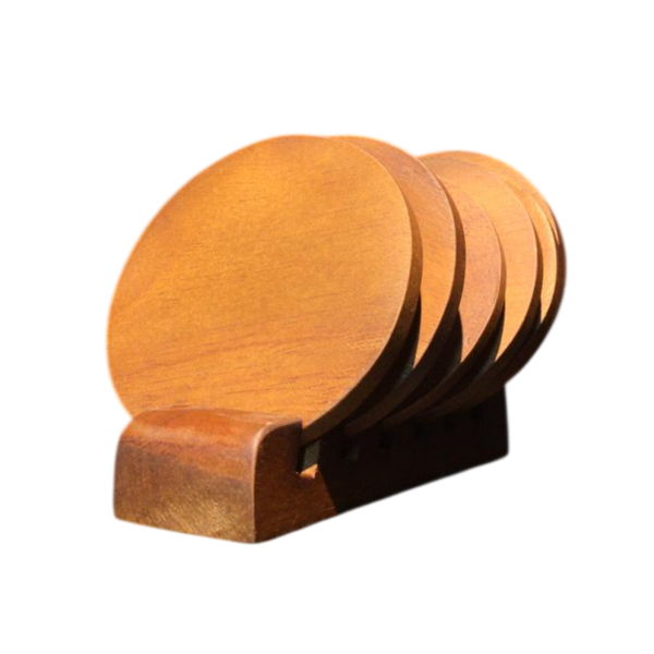 COASTER SET ROUND BROWN