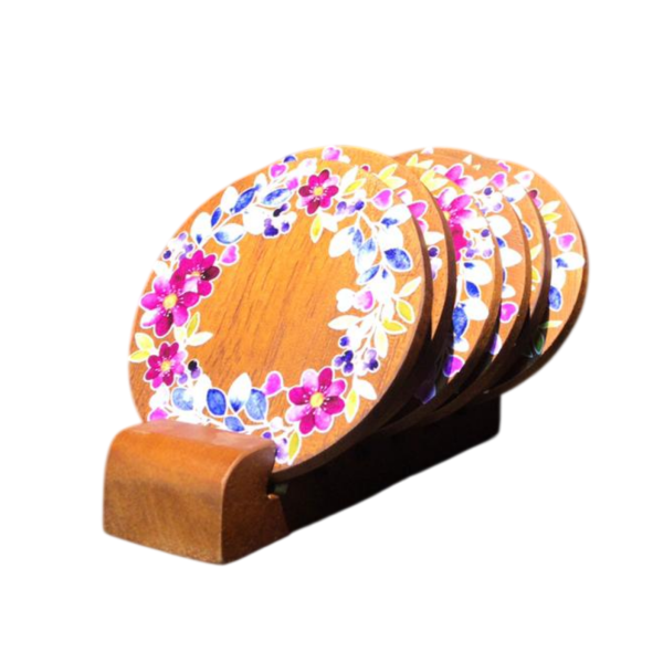 COASTER SET ROUND BROWN